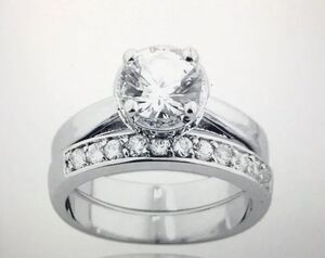 2Ct. Round & Channel Sim Diamond w/Gallery Halo Design Wedding Ring Set Sz 9